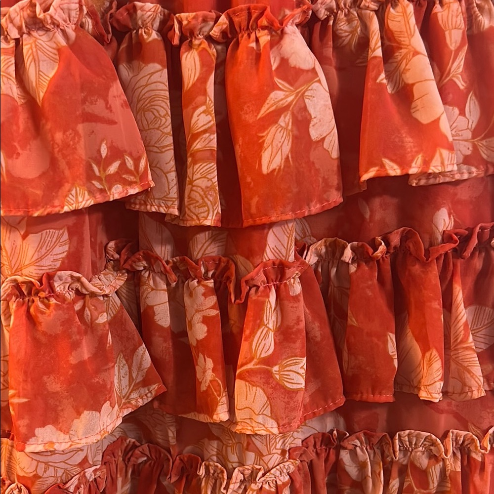 1. State Red Ruffled Floral Tiered Mini Dress Size Small - Picture 5 of 9